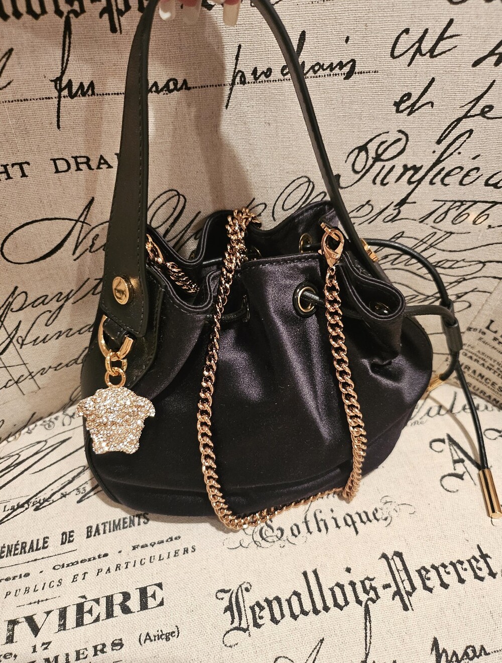Versace Medusa Charm Evening Satin Hobo Crossbody Top Handle Bag - Picture 5 of 14